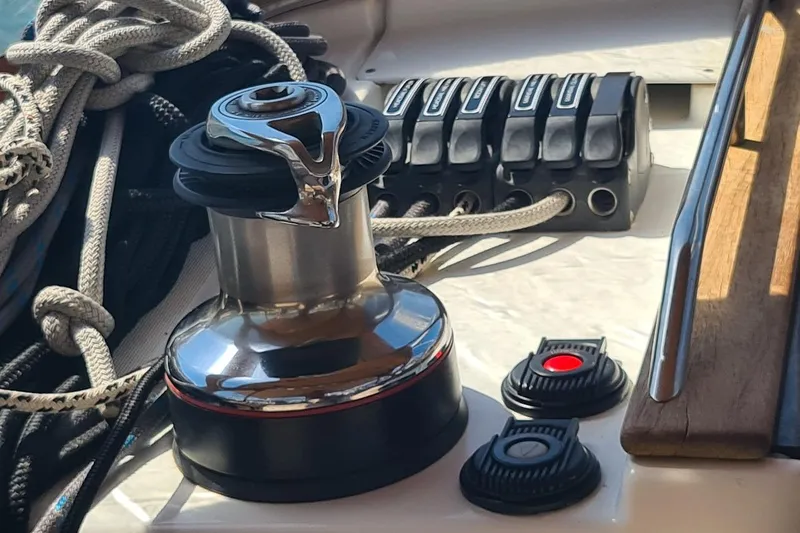  Yacht Photos Pics Winch and ropes on 2009 Jeanneau Sun Odyssey 50 DS sailboat deck.