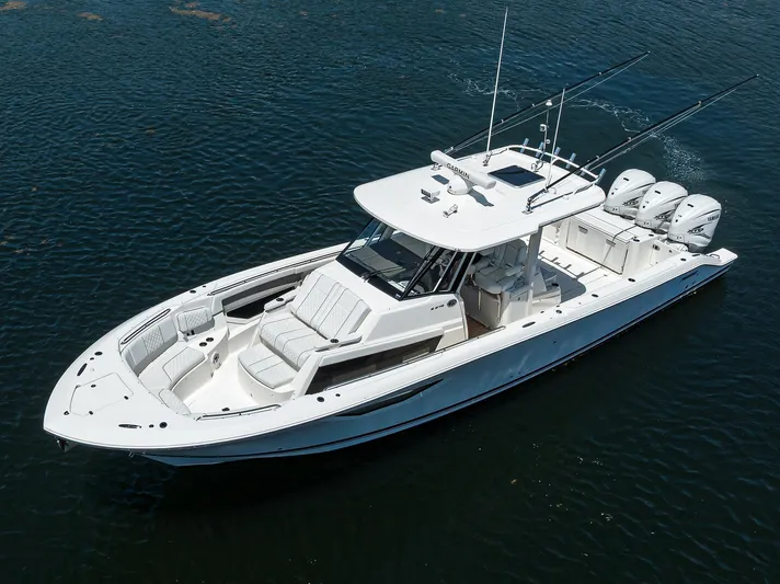 Reel Deal Yacht Photos Pics Pursuit 37 REEL DEAL - Port Aerial Profile