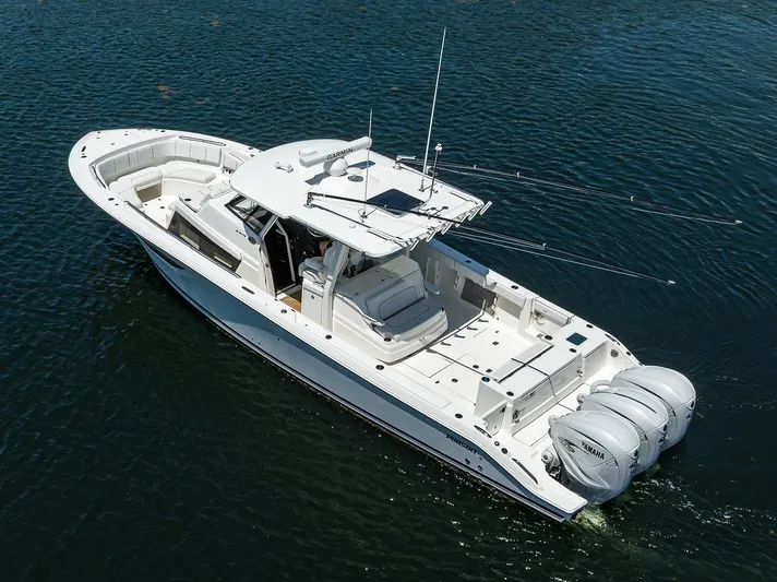 Reel Deal Yacht Photos Pics Pursuit 37 REEL DEAL - Port Aerial Profile