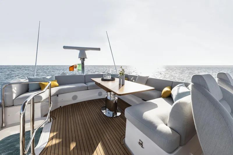 Azimut 53 Fly Yacht Photos Pics Luxurious 2026 Azimut Fly 53 yacht deck with elegant seating and ocean view.