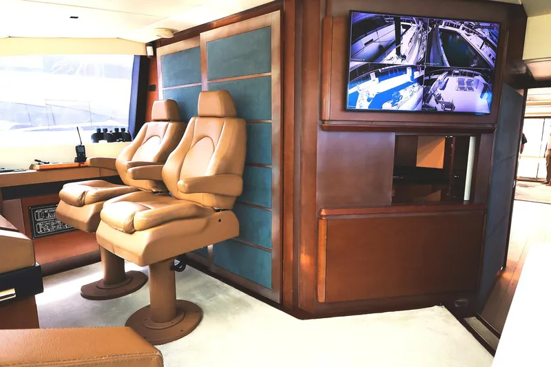 Sea Hack Yacht Photos Pics Pilothouse with TV monitor (on-board camera images) and pass through to galley