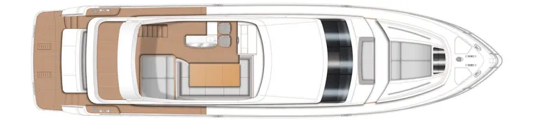  Yacht Photos Pics Top view layout of a 2012 Princess 72 yacht, showcasing deck and interior design.