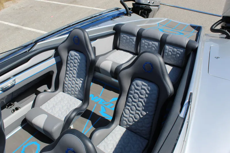  Yacht Photos Pics 2025 Fountain 34 Thundercat interior with stylish, modern seating and sleek design.