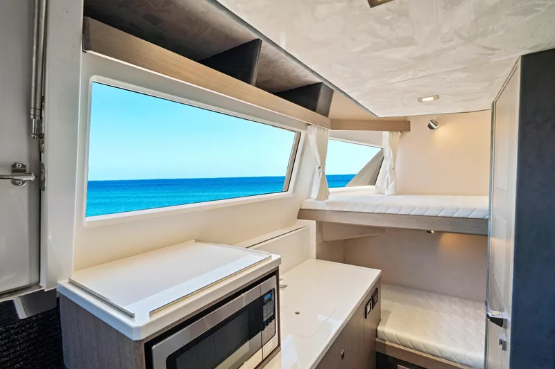  Yacht Photos Pics Luxurious interior of 2025 Galeon 640 Fly yacht with ocean view and modern amenities.