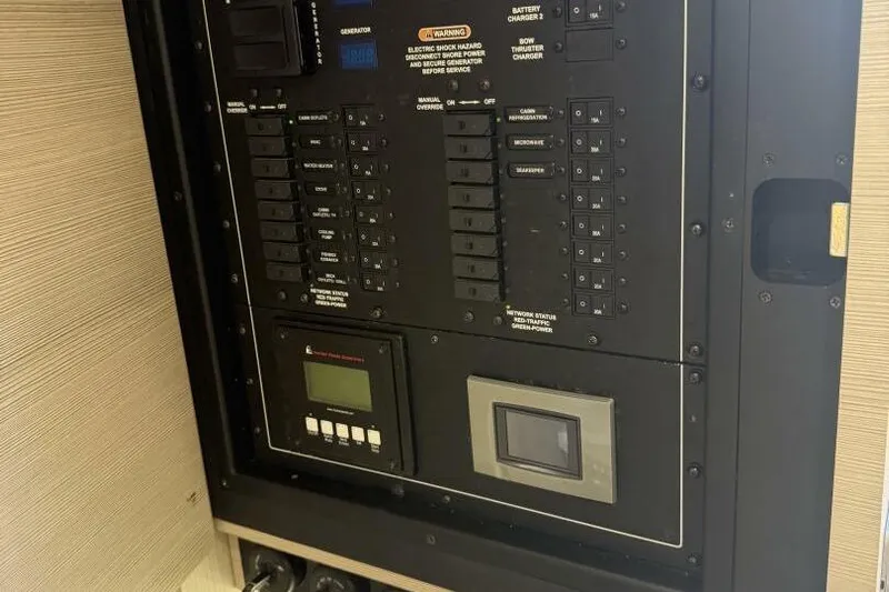  Yacht Photos Pics Electrical control panel on a 2022 Scout 425 LXF boat.