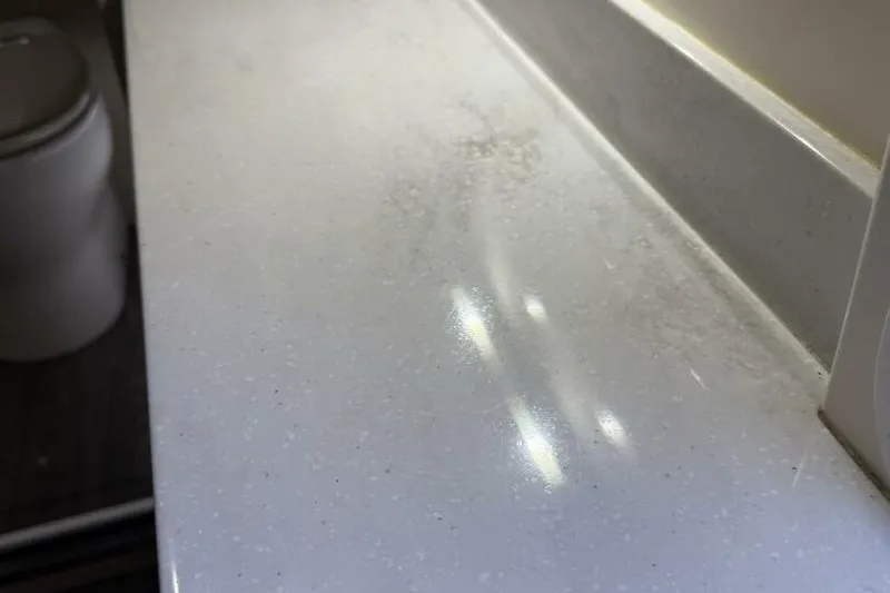  Yacht Photos Pics 2022 Scout 425 LXF interior detail with sleek countertop and modern design.