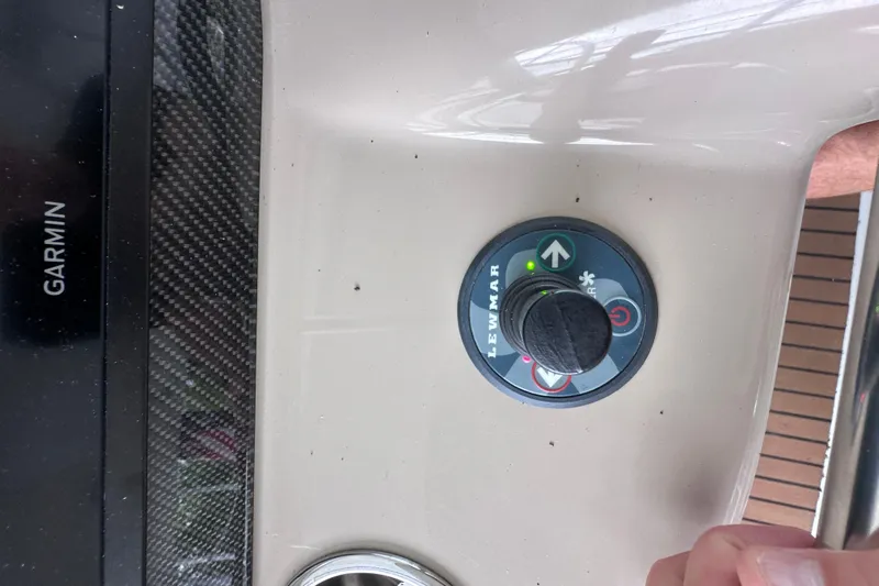  Yacht Photos Pics Control panel of a 2008 Formula 400 Super Sport boat with Garmin and Lewmar controls.