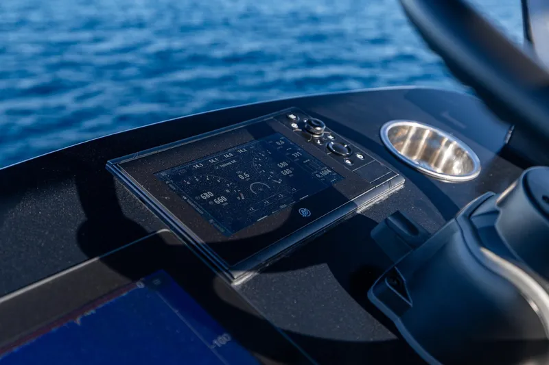  Yacht Photos Pics Control panel of 2026 SeaVee 420Z boat with ocean background.