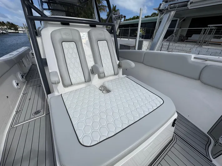 Keri B III Yacht Photos Pics 2023 Sea Fox 328 Commander boat with luxurious seating and modern design.