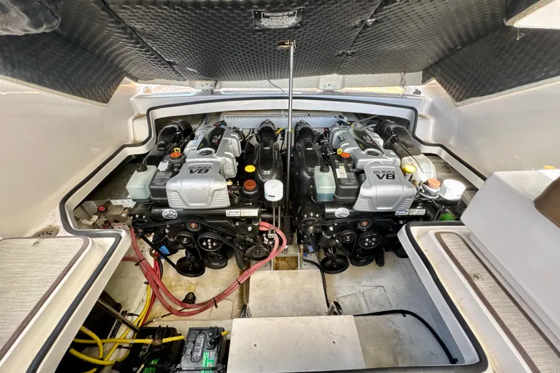  Yacht Photos Pics Engine compartment of 2017 Chaparral 337 SSX with dual V8 engines.
