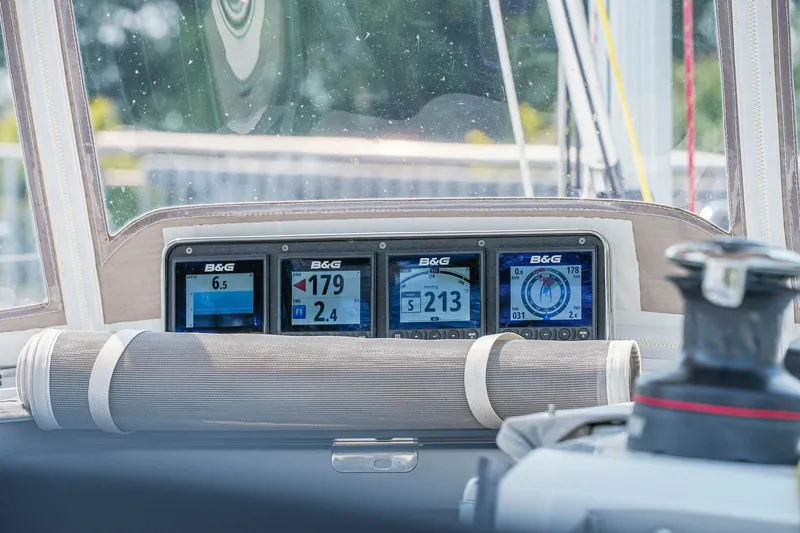 Eugenia Yacht Photos Pics Beneteau Oceanis 35.1 cockpit with B&G navigation displays, 2021 model.