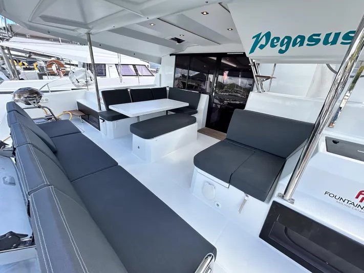 Pegasus Yacht Photos Pics Luxurious 2022 Fountaine Pajot Astrea 42 yacht with spacious seating and modern design.