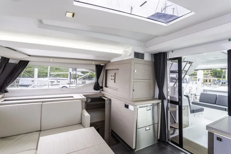Pegasus Yacht Photos Pics Interior of 2022 Fountaine Pajot Astrea 42 catamaran, featuring modern design and spacious layout.