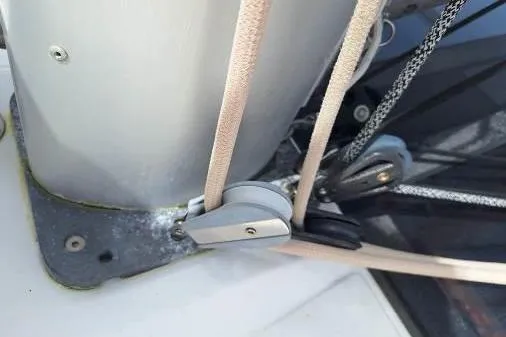 Bermuda Yacht Photos Pics Close-up of rigging on a 2017 Dufour 412 Grand Large sailboat.