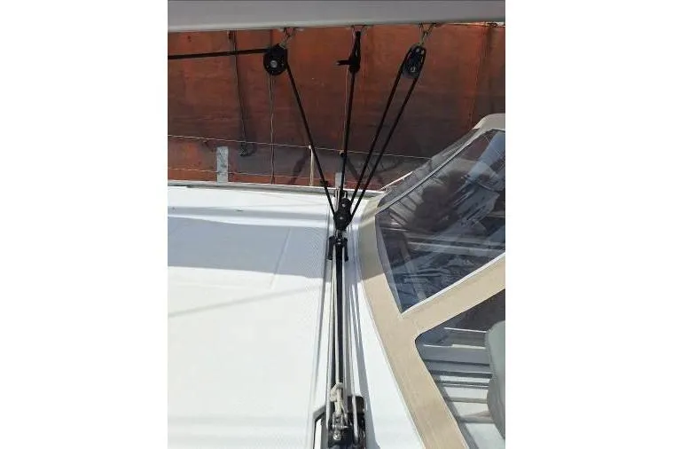 Bermuda Yacht Photos Pics 2017 Dufour 412 Grand Large yacht deck with rigging and window detail.