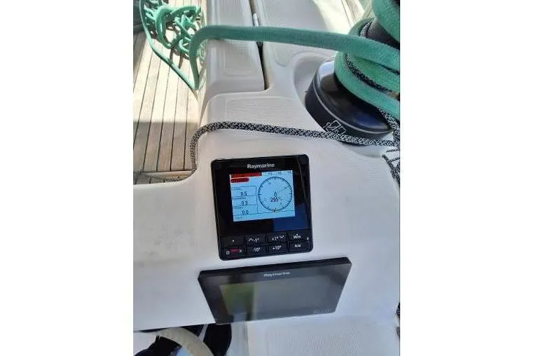 Bermuda Yacht Photos Pics Cockpit of 2017 Dufour 412 Grand Large with Raymarine navigation display.