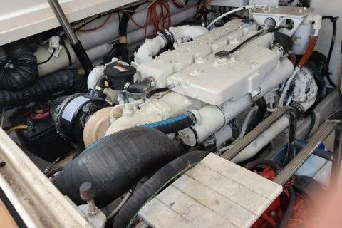  Yacht Photos Pics Engine compartment of a 2007 Tiara Yachts 3600 Open, showcasing mechanical components.