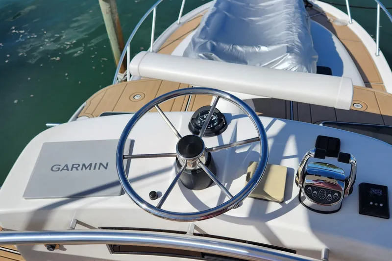  Yacht Photos Pics Helm of 2007 Tiara Yachts 3600 Open with Garmin navigation system.