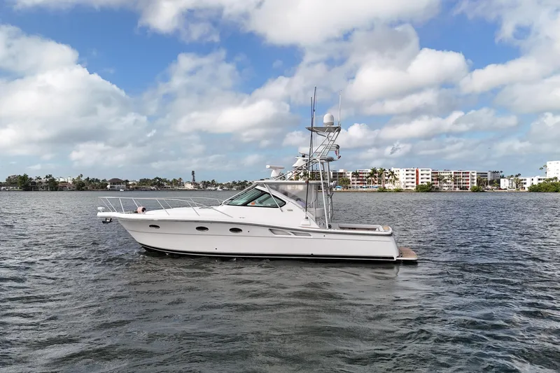  Yacht Photos Pics 2007 Tiara Yachts 3600 Open on water, under a partly cloudy sky.