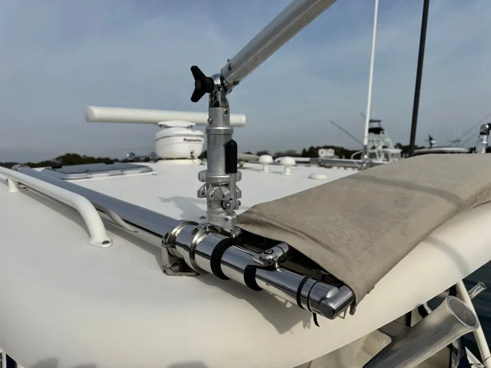 In Pursuit Yacht Photos Pics 2011 Pursuit OS 375 Offshore boat roof with equipment.