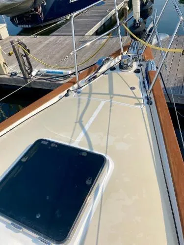 Tangaroa Yacht Photos Pics Tartan 4000 sailboat deck, 2015 model, docked at marina.