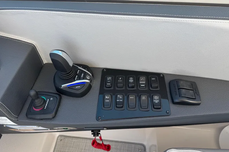 33 Xo Best Deals Of The Year!!1 Yacht Photos Pics 2026 Regal 33 XO boat control panel with joystick and switches.