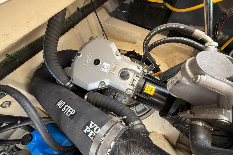  Yacht Photos Pics Engine compartment of 2021 Ranger Tugs R-41CB with visible hoses and components.