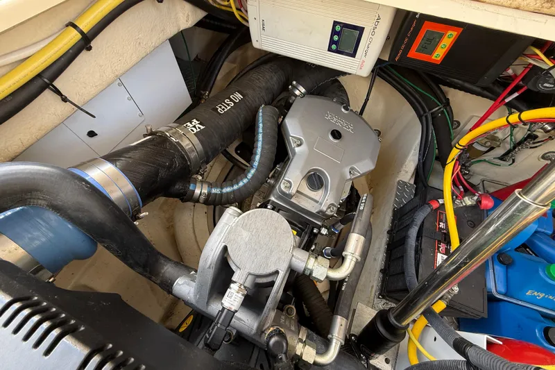  Yacht Photos Pics Engine compartment of 2021 Ranger Tugs R-41CB with visible wiring and components.