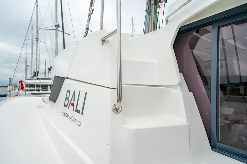 Cielo Yacht Photos Pics 2023 Bali 4.2 catamaran by Catana Group, docked with visible branding.