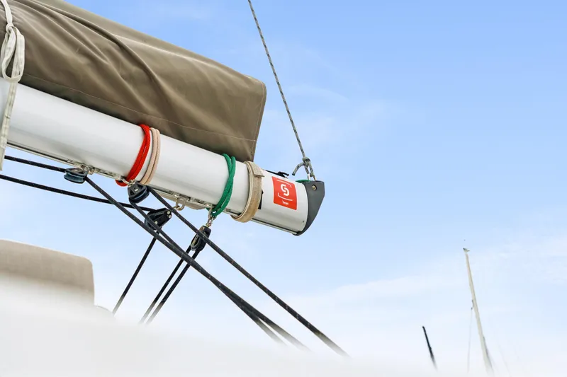 Cielo Yacht Photos Pics Sailboat rigging detail on a 2023 Bali 4.2 against a clear blue sky.