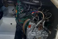 Engine compartment of a 2015 Sas-Vektor 950 boat, showcasing mechanical components and wiring.