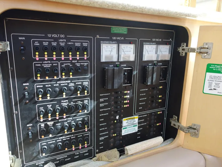  Yacht Photos Pics Electrical control panel on a 2000 Carver 406 Aft Cabin Motor Yacht.