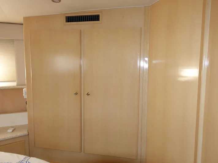  Yacht Photos Pics Interior of 2000 Carver 406 Aft Cabin Motor Yacht with wooden cabinetry.