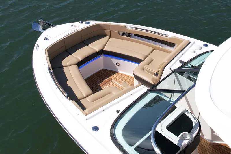 Honey Yacht Photos Pics 2019 Sea Ray SLX 310 boat with spacious seating and elegant design on the water.