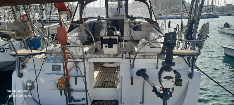  Yacht Photos Pics Sailing yacht Elan Impression 434, 2007 model, docked in a marina with visible cockpit and equipment.