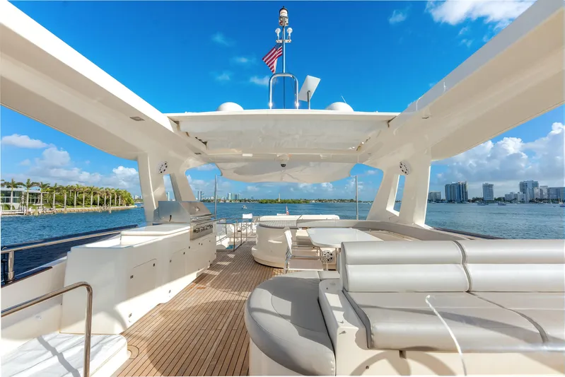 Lady Nelly Yacht Photos Pics Luxurious 2014 Ferretti Yachts 870 with spacious deck, ocean view, and modern amenities.