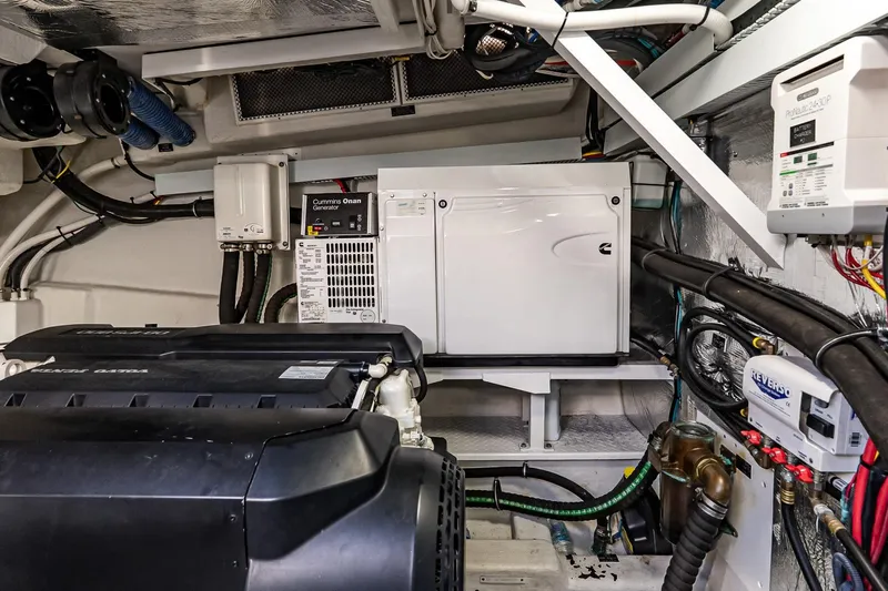 My Way Yacht Photos Pics Engine room of 2019 Cruisers Yachts 54 Cantius with Cummins Onan generator.