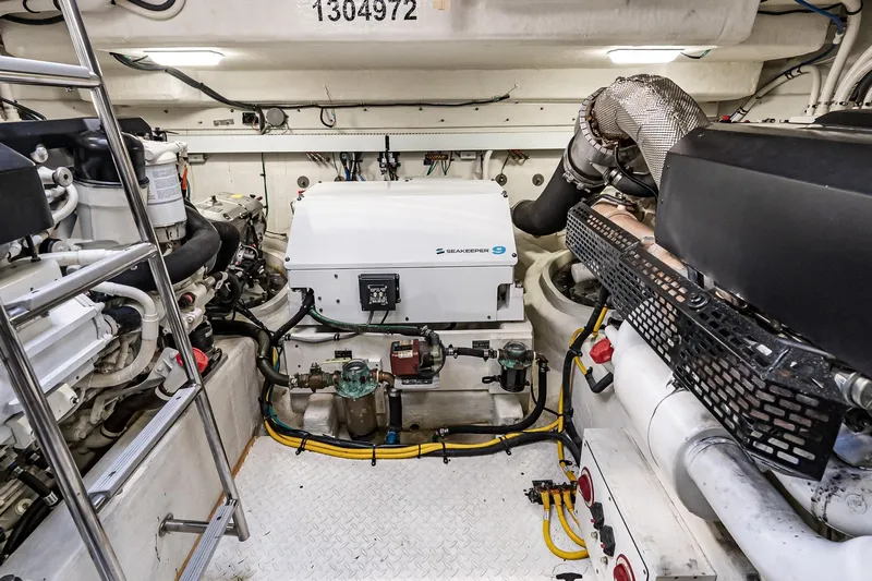 My Way Yacht Photos Pics Engine room of 2019 Cruisers Yachts 54 Cantius with Seakeeper 9 stabilizer.