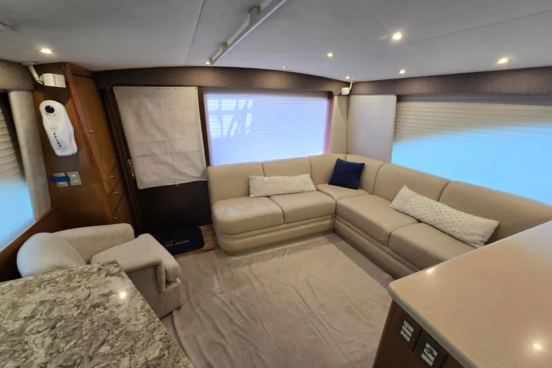  Yacht Photos Pics Luxurious interior of 2004 Ocean Yachts 50 Super Sport with plush seating and modern decor.