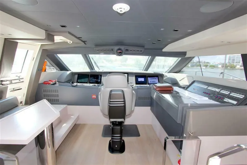 Chitochi Yacht Photos Pics Luxurious 2016 Custom Line Ferretti Group yacht cockpit with modern navigation equipment.