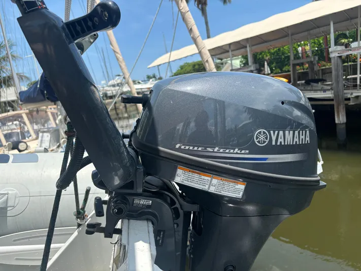 Island Girl Yacht Photos Pics Yamaha four-stroke outboard motor on a 1990 Island Packet 38 sailboat.
