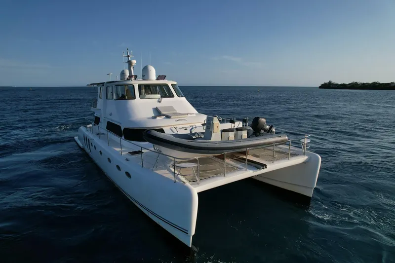 Albatross Yacht Photos Pics 2014 PowerPlay Catamarans Power Cat cruising on open water.