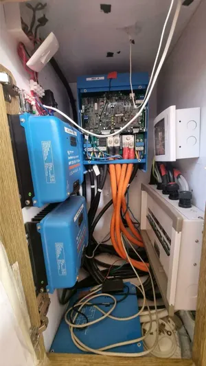 Albatross Yacht Photos Pics Electrical system of 2014 PowerPlay Catamarans Power Cat, featuring wiring and components.