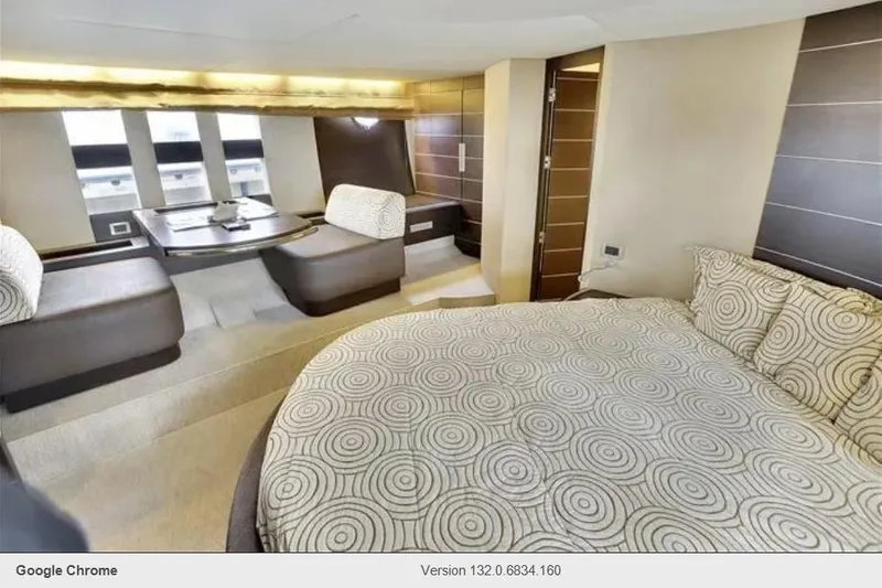 Victoria Yacht Photos Pics Luxurious interior of 2007 Azimut 68S yacht with elegant seating and bedding.