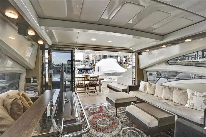 Victoria Yacht Photos Pics Luxurious interior of a 2007 Azimut 68S yacht with elegant seating and modern design.