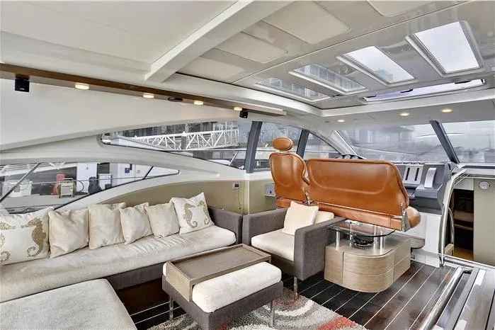 Victoria Yacht Photos Pics Luxurious interior of 2007 Azimut 68S yacht with plush seating and modern design.