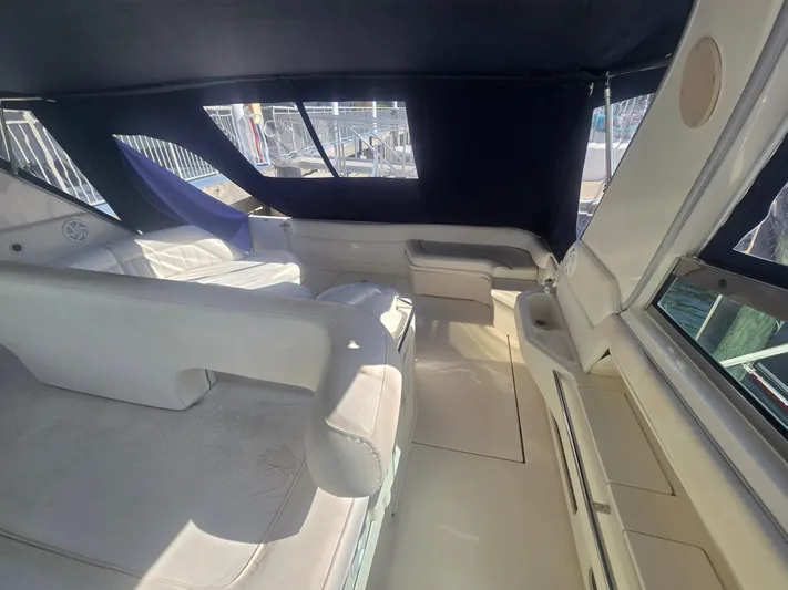Michael B Yacht Photos Pics Interior of 1998 Sea Ray 500 Sundancer yacht, featuring spacious seating and elegant design.