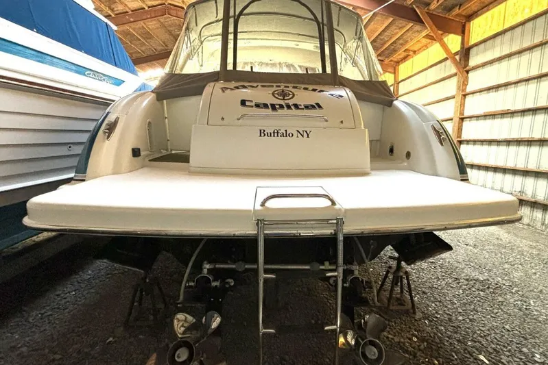  Yacht Photos Pics 2006 Formula 400 Super Sport Crossover boat in storage, rear view, Buffalo NY.