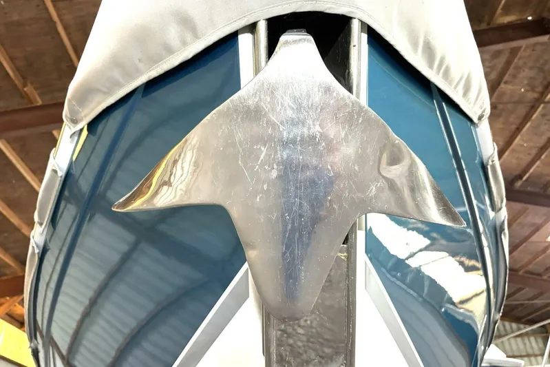  Yacht Photos Pics Close-up of a 2006 Formula 400 Super Sport Crossover boat's metallic anchor detail.