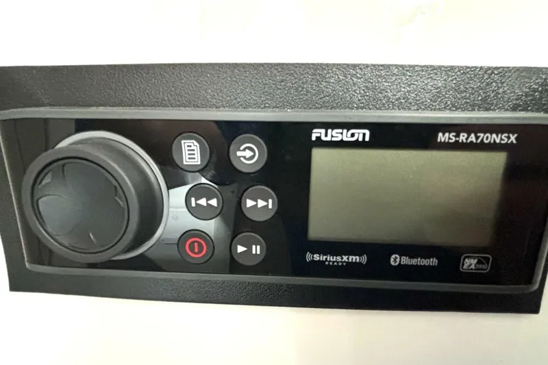 Yacht Photos Pics Fusion MS-RA70NSX marine stereo with Bluetooth and SiriusXM compatibility.